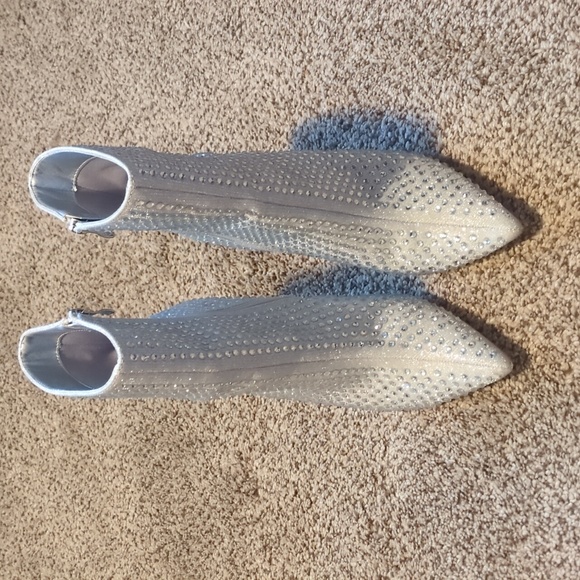 Silver rhinestone boot style heels - Picture 2 of 4